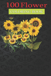 100 Flower Coloring Book