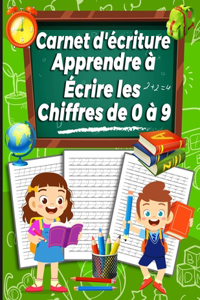 Carnet d'écriture Apprendre à écrire les chiffres de 0 à 9