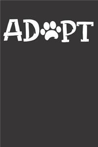 Dog Paw Adopt Rescue Notebook Journal