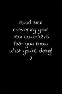 Good luck convincing your new coworker that you know what you're doing