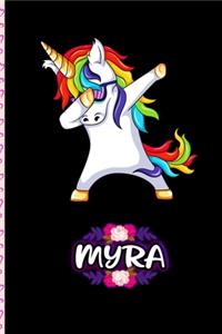 Myra - Dabbing Unicorn personalized named Notebook