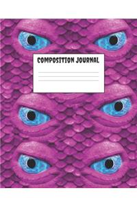 Composition Journal: Monster Lizard Themed Halloween Wide Ruled Notebook Lined School Journal - 100 Pages - 7.5 x 9.25" - School Subject Book Notes