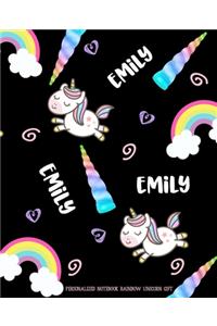 Emily Personalized Notebook Rainbow Unicorn Gift