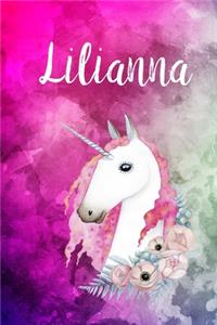 Lilianna: Cute Unicorn Notebook Writing Journal for Girls,6x9 dimension-121pages, Personalized With Name, Personalized Writing Journal, Notebook for Women and