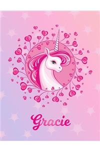 Gracie: Gracie Magical Unicorn Horse Large Blank Pre-K Primary Draw & Write Storybook Paper - Personalized Letter G Initial Custom First Name Cover - Story 