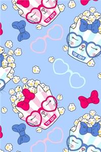 Super Cute Kawaii Popcorn Cats with Glasses, Bows, and Hearts Notebook