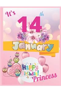 It's 14th January Happy Birthday Princess Notebook Journal