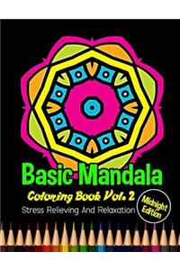 Basic Mandala Coloring Book Vol. 2 Midnight Edition