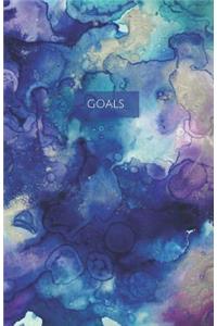 Goals: Daily Goal Setting Journal for Productivity and List Accomplishment Watercolor Blue and Purple