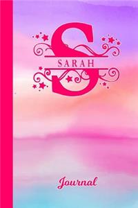 Sarah Journal: Letter S Personalized First Name Diary & Writing Notebook Pink Purple Blue Watercolor Cover Daily Diaries for Journalists & Writers Note Taking Writ