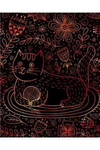Journal Notebook Cute Cat in Flowers Pattern 8