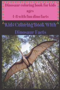 Dinosaur coloring book for kids ages 4-8 with fun dino facts