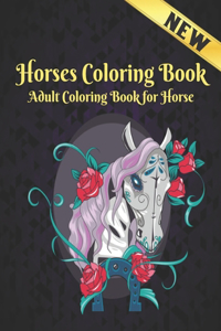 Horses Coloring Book . Adult Coloring Book for Horse