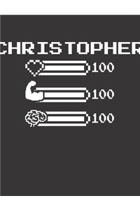 Christopher: Pixel Retro Game 8 Bit Design Blank Composition Notebook College Ruled, Name Personalized for Boys & Men. Gaming Desk Stuff for Gamer Boys. Funny Co