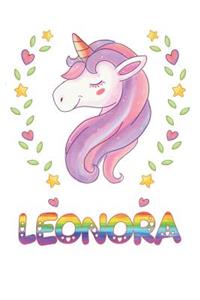 Leonora: Leonora Notebook Journal 6x9 Personalized Gift For Leonora Unicorn Rainbow Colors Lined Paper