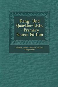 Rang- Und Quartier-Liste,