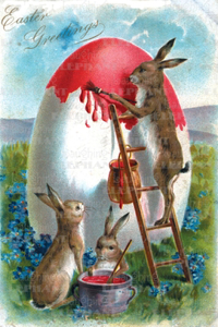 Rabbit on Ladder - Easter Greeting Card