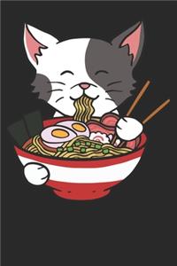 Notebook: Ramen Cat Dot Grid 6x9 120 Pages