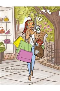 Chicas de dibujos animados libro para colorear 1 & 2