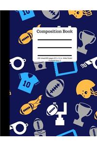 Composition Book 200 Sheet/400 Pages 8.5 X 11 In.-Wide Ruled-Football-Navy-2