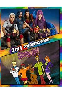 2 in 1 Coloring Book Descendants and Scooby Doo: Best Coloring Book for Children and Adults, Set 2 in 1 Coloring Book, Easy and Exciting Drawings of Your Loved Characters and Cartoons