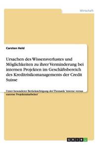 Ursachen des Wissensverlustes und Möglichkeiten zu ihrer Verminderung bei internen Projekten im Geschäftsbereich des Kreditrisikomanagements der Credit Suisse: Unter besonderer Berücksichtigung der Thematik 'interne versus externe Projektmitarbeiter'