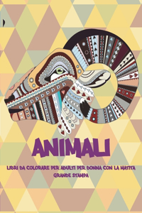 Libri da colorare per adulti per donna con la matita - Grande stampa - Animali