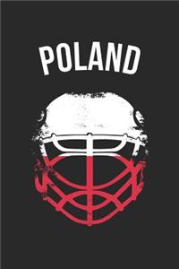Poland Hockey Notebook - Poland Flag Hockey Helmet - Gift for Poland Player - Hockey Diary