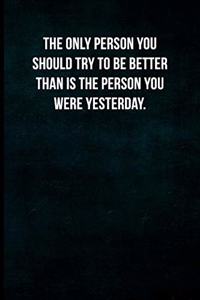 The only person you should try to be better than is the person you were yesterday.