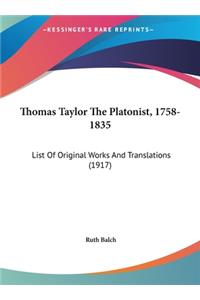 Thomas Taylor the Platonist, 1758-1835