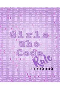 Girls Who Code Rule Notebook: Lavender (8x10) 100 Pages