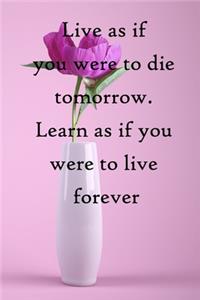 Live as if you were to die tomorrow. Learn as if you were to live forever