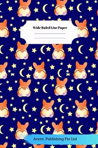 Sleep Dog Theme Wide Ruled Line Paper