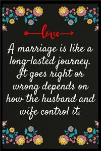 A marriage is like a long-lasted journey. It goes right or wrong depends on how the husband and wife control it.