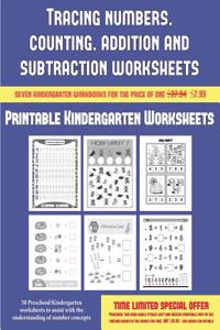 Printable Kindergarten Worksheets (Tracing numbers, counting, addition and subtraction): Printable Kindergarten Worksheets (Tracing numbers, counting, addition and subtraction)