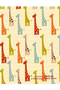 2018 Cute Colorful Giraffe 18 Month Large Academic Planner