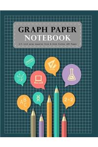 Graph Paper Notebook 1/4 Inch Gray Squares Size 8.5x11 Inches 120 Pages