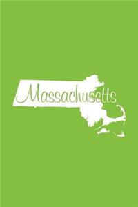 Massachusetts - Lime Green Lined Notebook with Margins