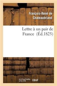 Lettre À Un Pair de France