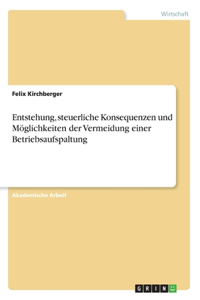 Entstehung, steuerliche Konsequenzen und Möglichkeiten der Vermeidung einer Betriebsaufspaltung