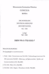 Die Konzilien Deutschlands Und Reichsitaliens 916-1001, Teil 2