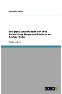 Die große Säkularisation von 1803 - Entwicklung, Folgen und Resümee aus heutiger Sicht