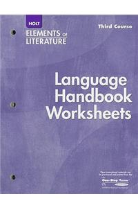 Elements of Literature: Language Handbook Worksheets Grade 9 Third Course