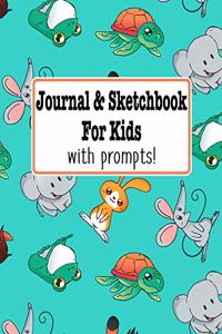 Journal and Sketchbook for Kids with prompts