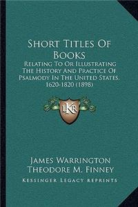 Short Titles Of Books
