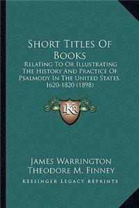 Short Titles Of Books