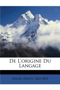 De l'origine du langage