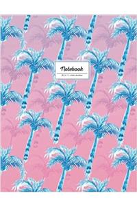 Notebook: Florida Palm Trees Journal, Lined, Blue and Pink (Tropical Journal)