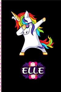 Elle - Dabbing Unicorn personalized named Notebook