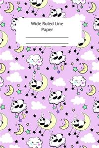 Cute Baby Panda Theme Wide Ruled Line Paper